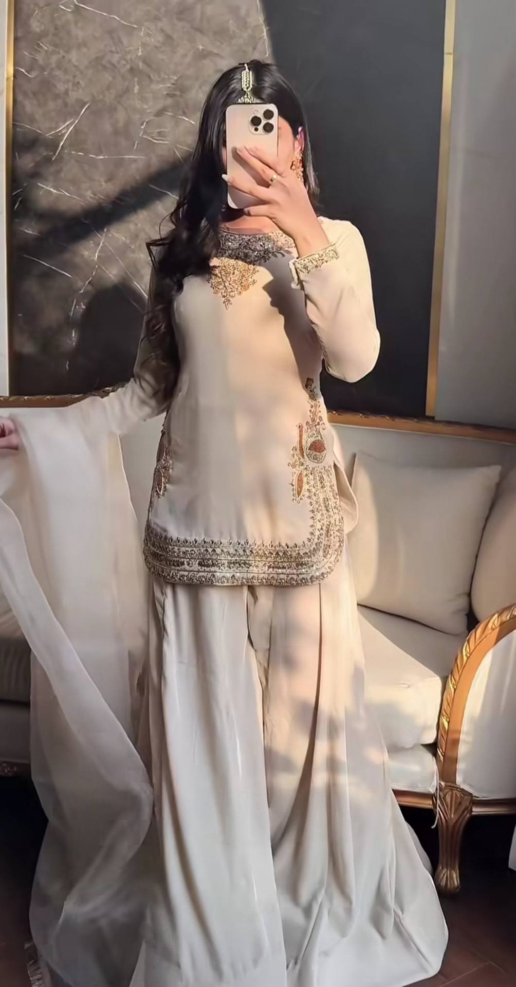 Luminous Ivory Zardozi-Crafted Suit